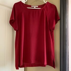 Loft Satin Shirt in red size small
